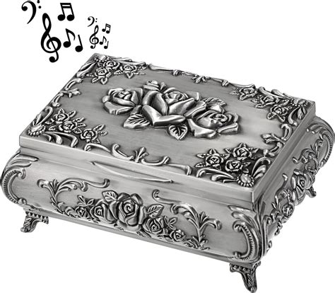 music box jewelry tray art on cap metal|ELLDOO Vintage Music Box, Beige Metal Musical .